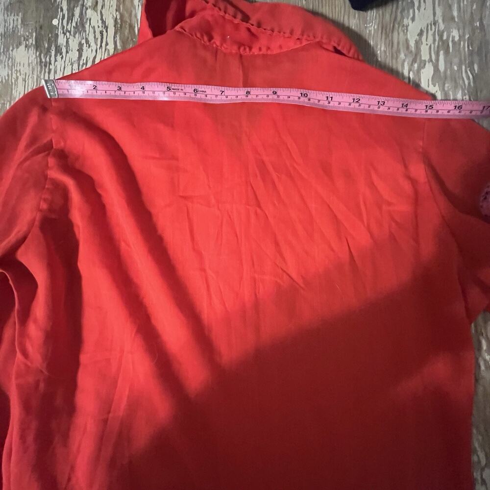 Vintage 70s Rosanna 3pc Knit Skirt Vest Set Red Dagger Collar Bishop Sleeve Sz S - Picture 7 of 16